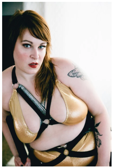 Infinite Swim: Where to Find Swimsuits in Sizes 32+

Swimwear for superfats, infinifats and over size 32: A plus-size model with red hair and pale skin leans forward from a seated pose in a gold and black Bawdy Love Swimwear bikini.