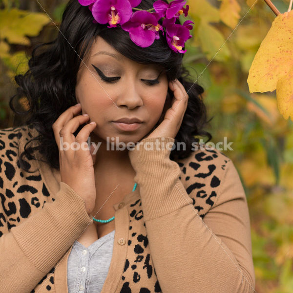 Body Positive Stock Photo: Young African American Woman in Garden - Body Liberation Photos