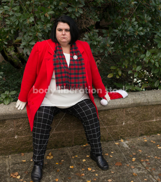 Christmas Stock Photo: Plus Size Teacher in Santa Hat - Body Liberation Photos