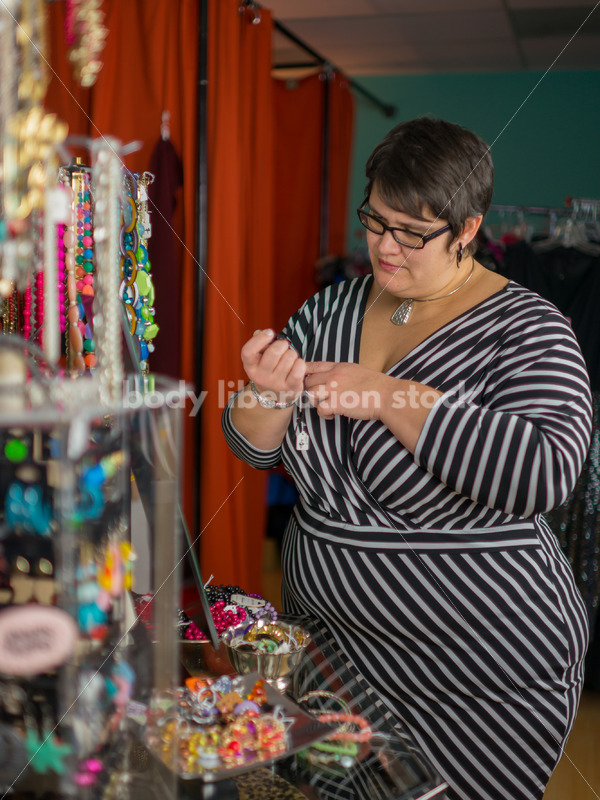 Clothing Retail Stock Photo: Plus Size Woman Shops for Accessories - Body Liberation Photos