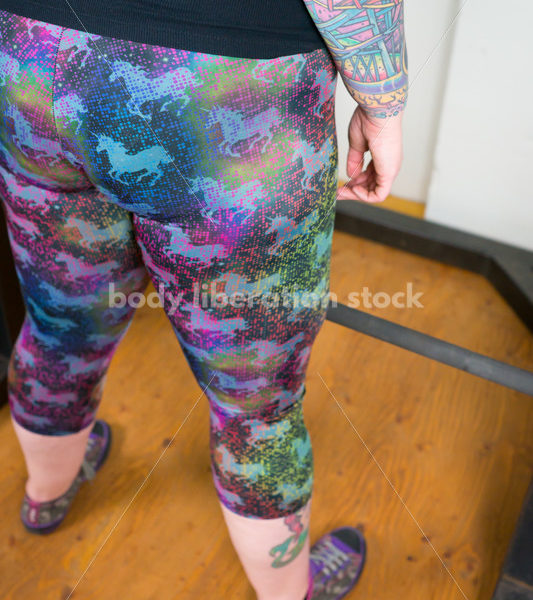 HAES Stock Photo: Female Weightlifter with Pink Hair Lifts Heavy Weight in Gym - Body Liberation Photos