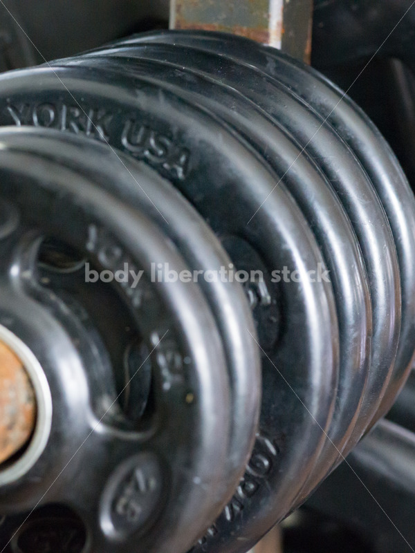 HAES Stock Photo: Weight Plates on Gym Rack - Body Liberation Photos
