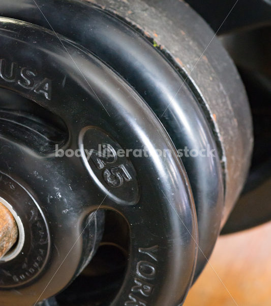 HAES Stock Photo: Weight Plates on Gym Rack - Body Liberation Photos