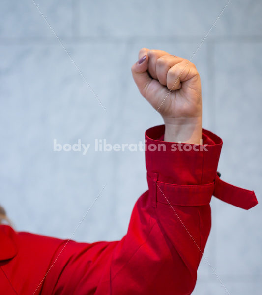 Human Rights & LGBT Stock Photo: African American Lesbian Woman Raising Fist for Protest - Body Liberation Photos