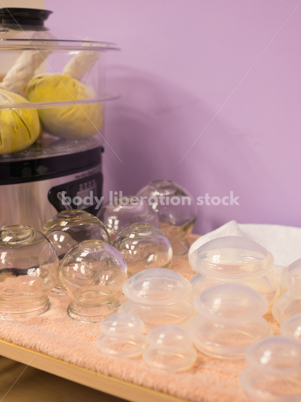 Immigration and Small Business Stock Image: Cupping Supplies in Massage Therapy Office - Body Liberation Photos