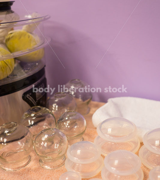 Immigration and Small Business Stock Image: Cupping Supplies in Massage Therapy Office - Body Liberation Photos