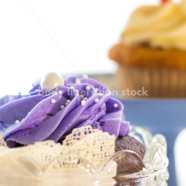 Intuitive Eating Stock Photo: Cupcakes on Special Occasion Serving Dishes - Body Liberation Photos