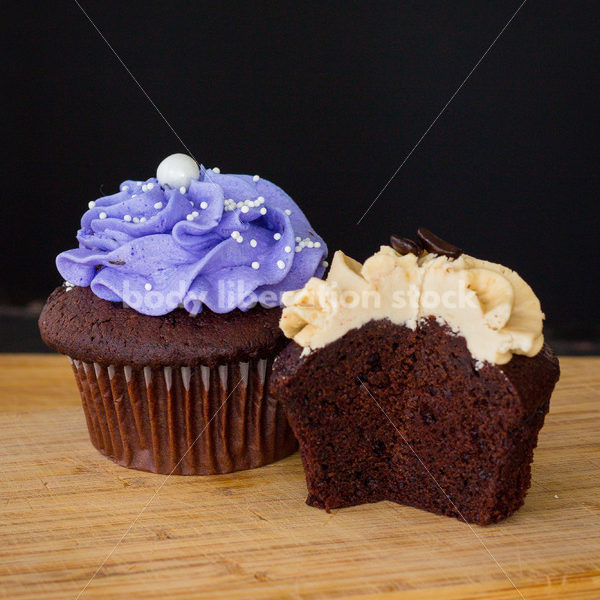 Intuitive Eating Stock Photo: Cupcakes on Wooden Cutting Board - Body Liberation Photos