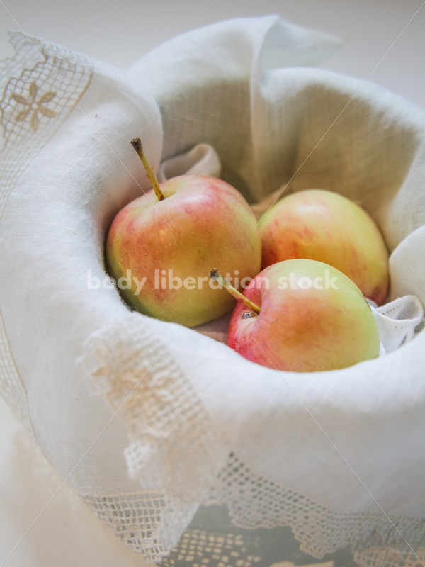 Intuitive Eating Stock Photo: Fresh-Picked Apples in Vintage Dish - Body Liberation Photos