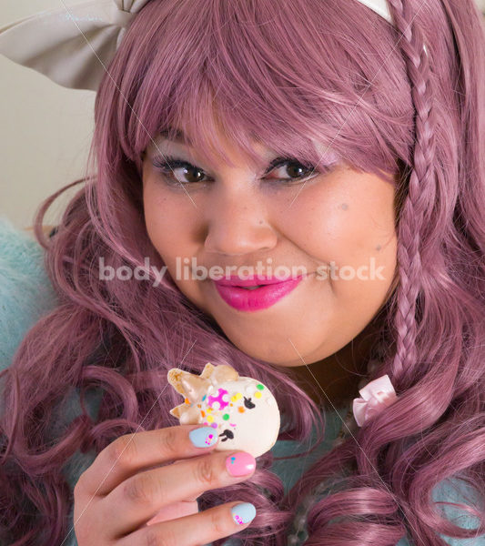 Plus Size Woman in Lolita Outfit with Sweet Treat - Body Liberation Photos