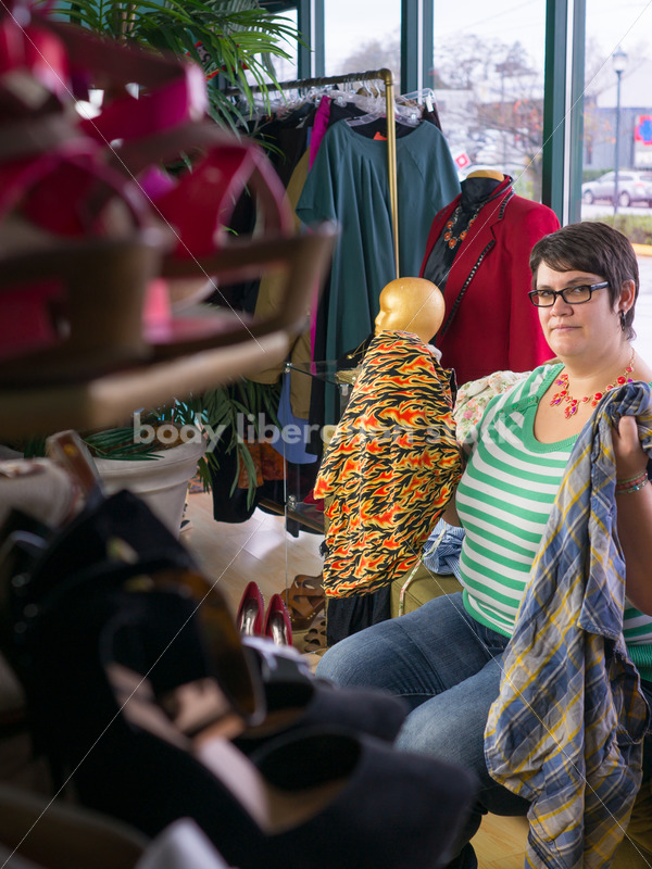 Retail Stock Photo: Plus Size Woman Shops for Clothing - Body Liberation Photos