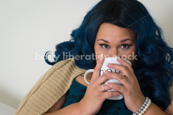 Royalty Free Stock Photo: Black Woman with Coffee Cup - Body Liberation Photos