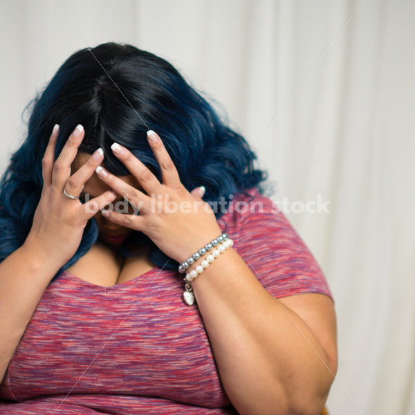 Royalty Free Stock Photo: Sad, Depressed Plus Size African American Woman - Body Liberation Photos