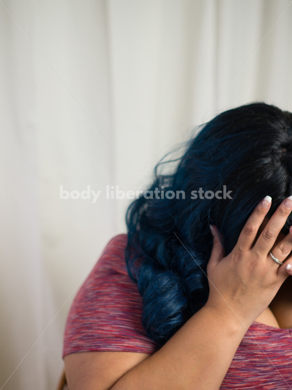 Royalty Free Stock Photo: Sad, Depressed Plus Size African American Woman - Body Liberation Photos