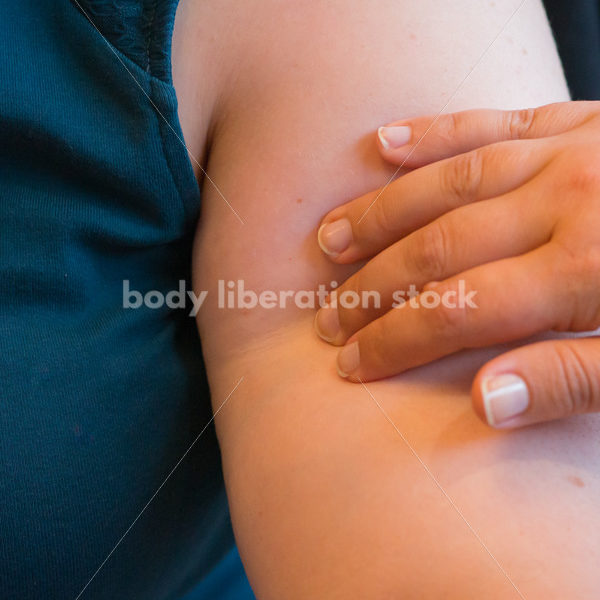 Stock Photo: Acupuncture Student Palpates to Locate Large Intestine Acupuncture Points - Body Liberation Photos