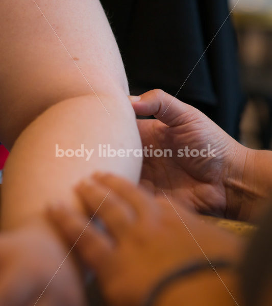 Stock Photo: Acupuncture Student Palpates to Locate Large Intestine Acupuncture Points - Body Liberation Photos