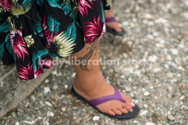 Stock Photo: Female Pacific Islander Hula Dancer on Twilight Shore - Body Liberation Photos