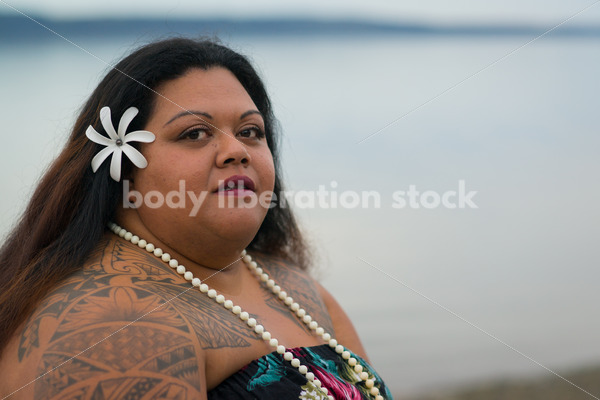 Stock Photo: Female Pacific Islander Hula Dancer on Twilight Shore - Body Liberation Photos