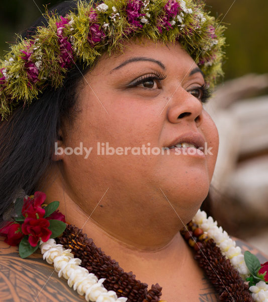 Stock Photo: Joyful Movement Pacific Islander Woman Hula Dancing on Beach at Twilight - Body Liberation Photos