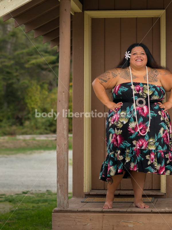 Stock Photo: Pacific Islander Woman Hula Dancer at Rustic Cabin - Body Liberation Photos