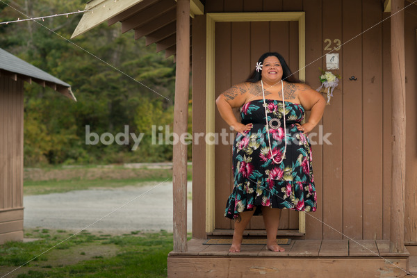 Stock Photo: Pacific Islander Woman Hula Dancer at Rustic Cabin - Body Liberation Photos