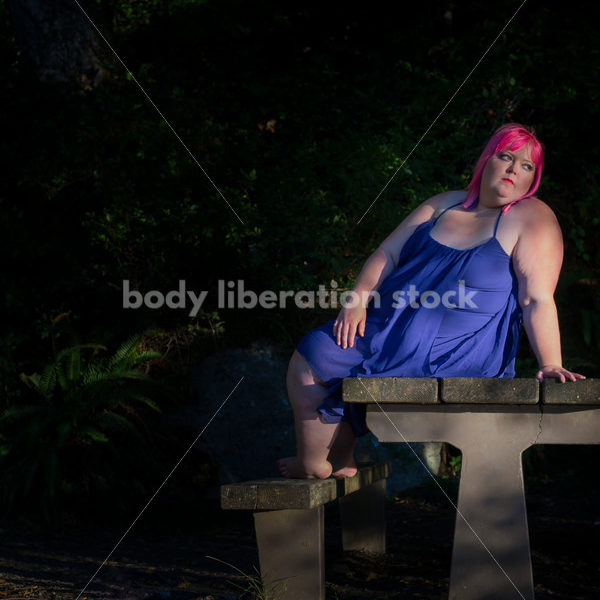 Stock Photo: Plus Size Woman on Picnic Table - Body Liberation Photos