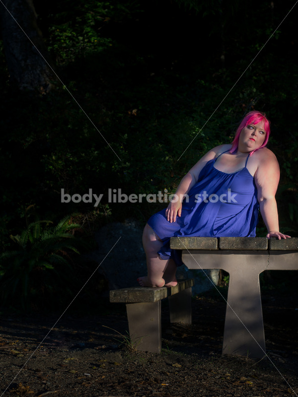 Stock Photo: Plus Size Woman on Picnic Table - Body Liberation Photos