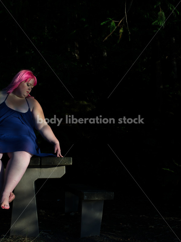 Stock Photo: Plus Size Woman on Picnic Table - Body Liberation Photos