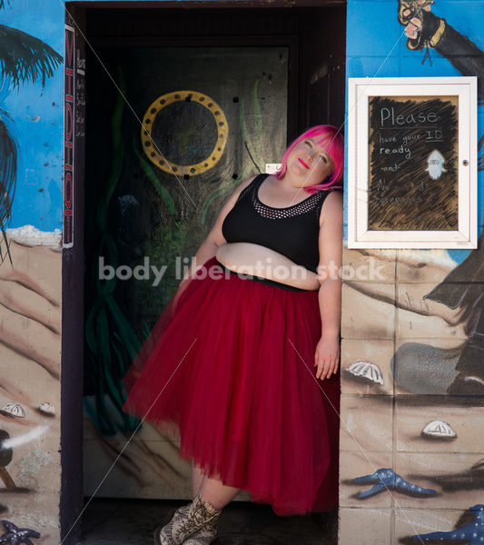 Stock Photo: Plus Size Woman with Pink Hair Standing in Tutu with Mural - Body Liberation Photos