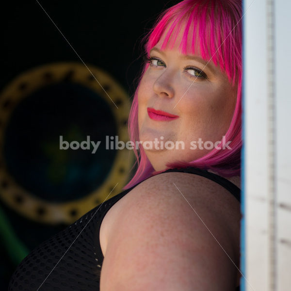 Stock Photo: Plus Size Woman with Pink Hair Standing in Tutu with Mural - Body Liberation Photos