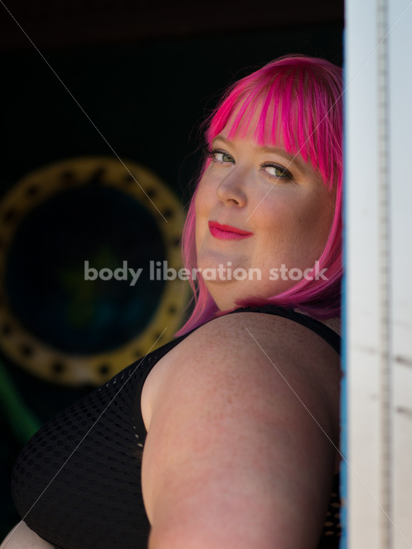 Stock Photo: Plus Size Woman with Pink Hair Standing in Tutu with Mural - Body Liberation Photos