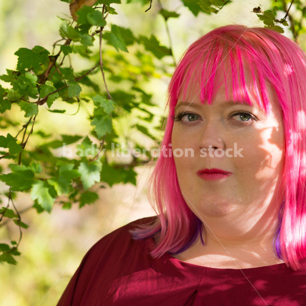 Stock Photo: Plus Size Woman with Pink Hair in Forest - Body Liberation Photos