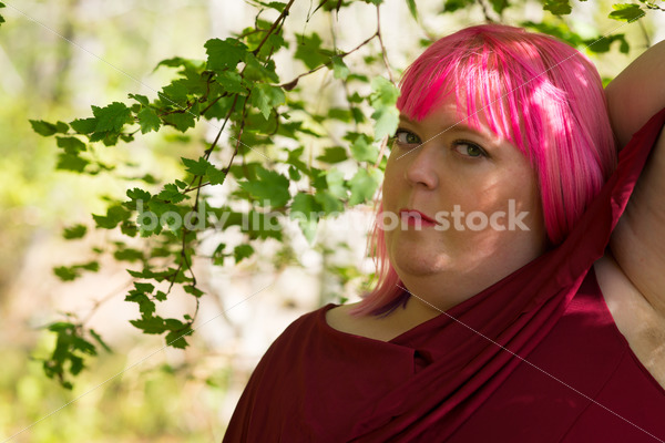 Stock Photo: Plus Size Woman with Pink Hair in Forest - Body Liberation Photos