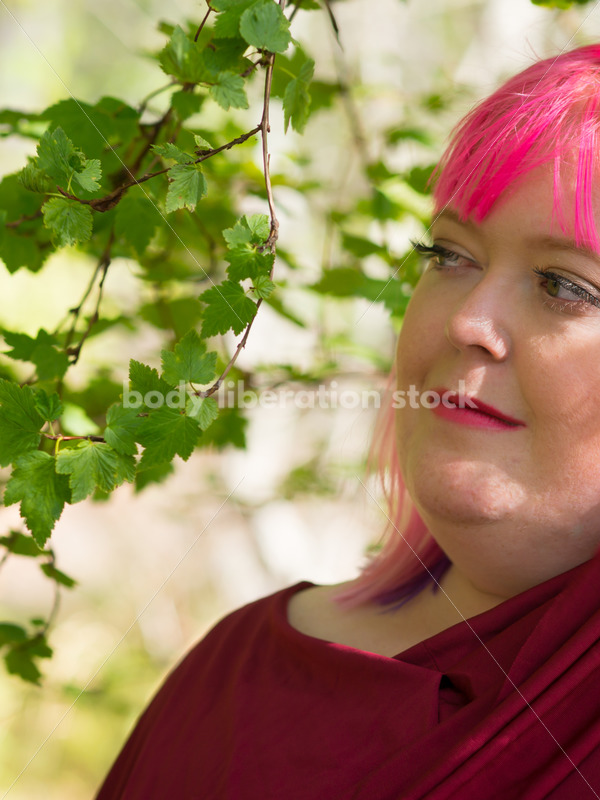 Stock Photo: Plus Size Woman with Pink Hair in Forest - Body Liberation Photos