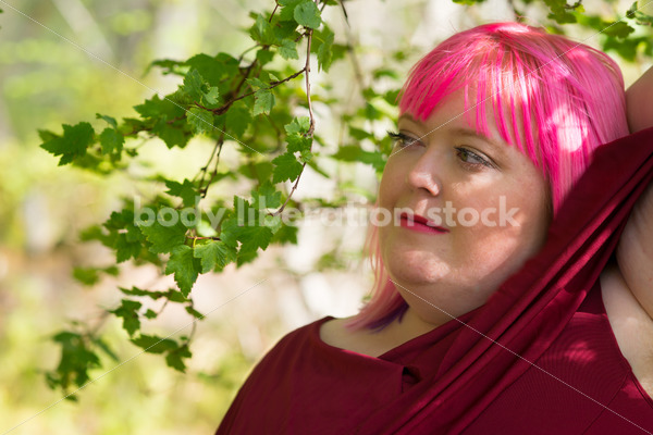 Stock Photo: Plus Size Woman with Pink Hair in Forest - Body Liberation Photos