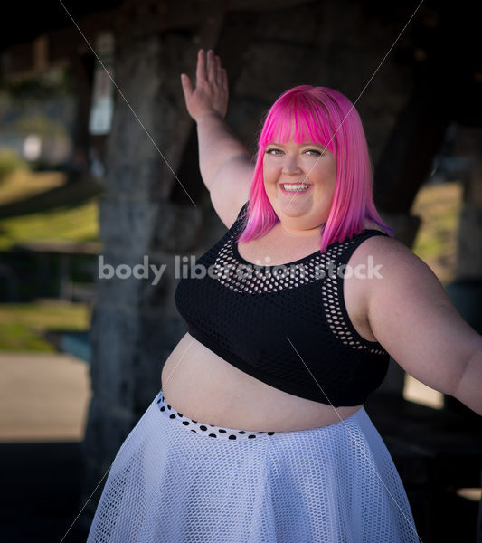 Stock Photo: Plus Size Woman with Pink Hair on Waterfront - Body Liberation Photos