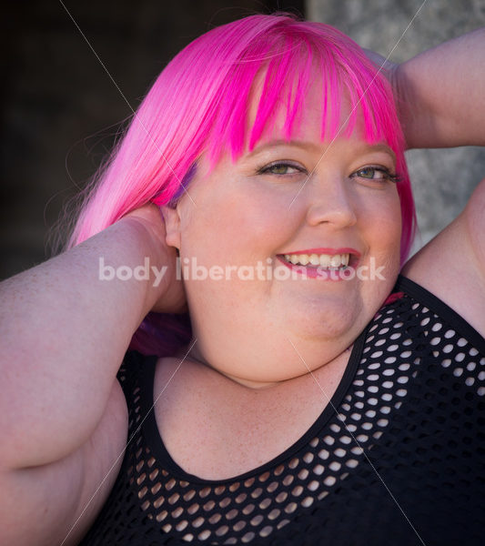 Stock Photo: Plus Size Woman with Pink Hair on Waterfront - Body Liberation Photos