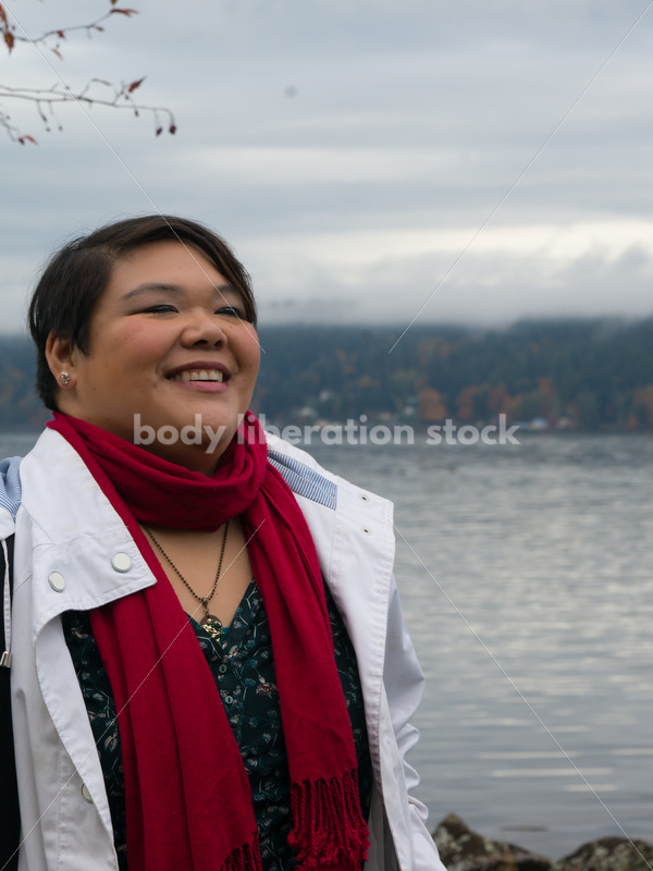 Stock Photo: Young Asian American Woman on Lake Shore - Body Liberation Photos