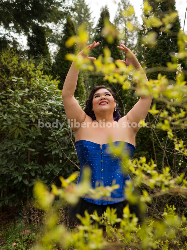 Stock Photo: Young Asian Plus Size Woman Ballet Exercise Outdoors - Body Liberation Photos