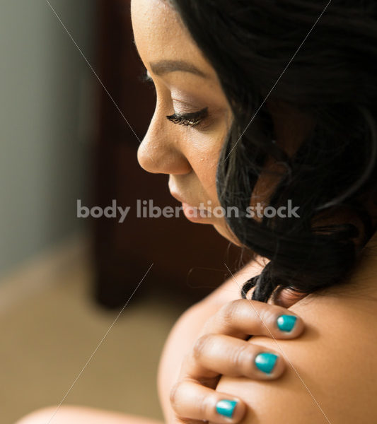 Stock Photo: Young Plus Size African American Woman Close-Up - Body Liberation Photos