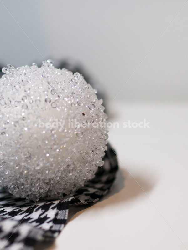 Winter Stock Image: Snowball on Houndstooth Scarf - Body Liberation Photos