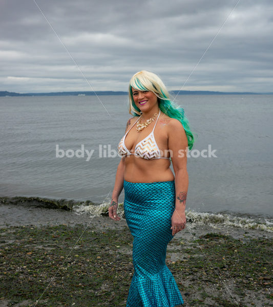 Adventure Stock Photo: Plus-Size Mermaid on Beach - Body Liberation Photos