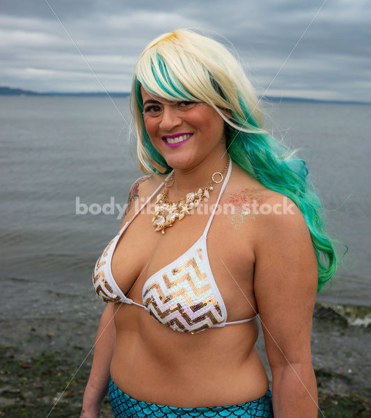 Adventure Stock Photo: Plus-Size Mermaid on Beach - Body Liberation Photos