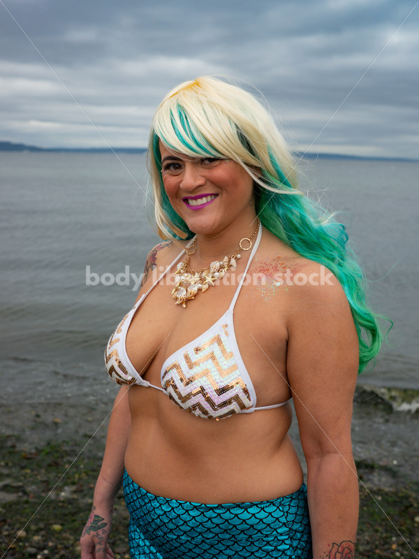 Adventure Stock Photo: Plus-Size Mermaid on Beach - Body Liberation Photos
