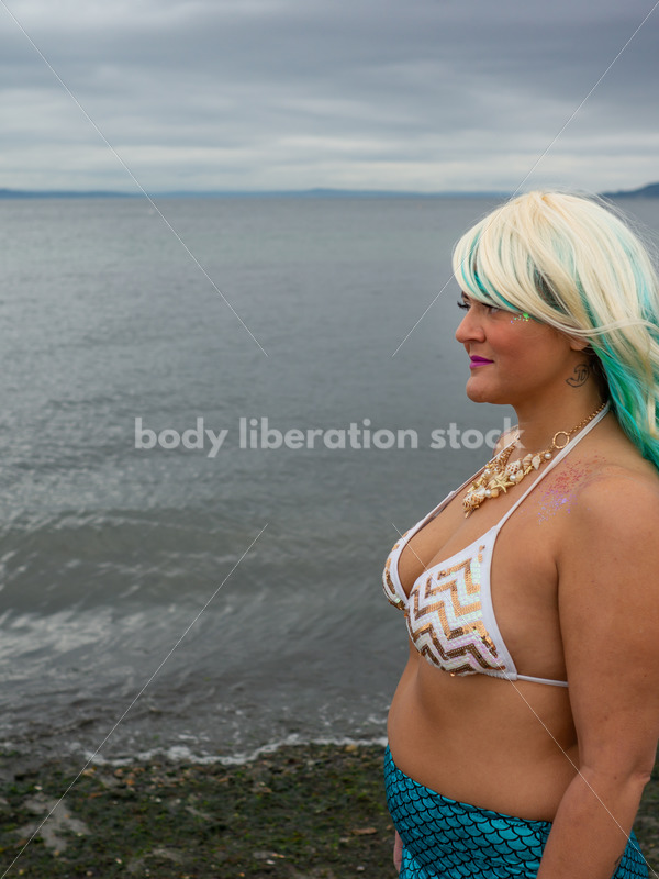 Adventure Stock Photo: Plus-Size Mermaid on Beach - Body Liberation Photos
