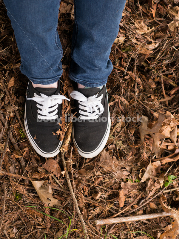 Agender Stock Photo: Black and White Shoes on Rustic Backdrop - Body Liberation Photos