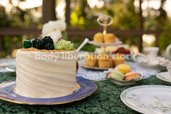 Close-up of Decorated Cake on Tea Party Table - Body Liberation Photos