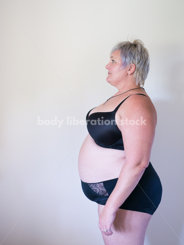 Eating Disorder Recovery Body Image Stock Photo: Side View of Recovering Woman - Body Liberation Photos