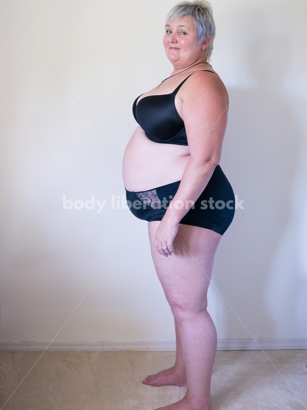 Eating Disorder Recovery Body Image Stock Photo: Side View of Recovering Woman - Body Liberation Photos