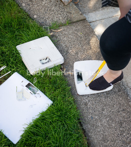 Eating Disorder Recovery Stock Photo: Scale Smashing - Body Liberation Photos